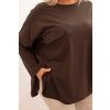 Dámská blůza Plus Size s bavlnou, kapsou a ohrnovacími rukávy Hilda (Velikost UNI, Barva Černá)