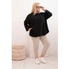 Dámská blůza Plus Size s bavlnou, kapsou a ohrnovacími rukávy Hilda (Velikost UNI, Barva Černá)