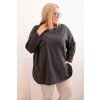 Dámská blůza Plus Size s bavlnou, kapsou a ohrnovacími rukávy Hilda (Velikost UNI, Barva Černá)