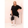 Dámská blůza Plus Size s bavlnou, kapsou a ohrnutým rukávem kiwi (Velikost UNI, Barva Černá)