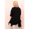 Dámská blůza Plus Size s bavlnou, kapsou a ohrnutým rukávem kiwi (Velikost UNI, Barva Černá)