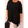 Dámská blůza Plus Size s bavlnou, kapsou a ohrnutým rukávem kiwi (Velikost UNI, Barva Černá)