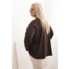 Dámská blůza Plus Size s bavlnou, kapsou a ohrnutým rukávem kiwi (Velikost UNI, Barva Smetanová)