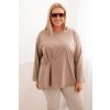 Dámská blůza Plus Size s bavlnou, kapsou a ohrnutým rukávem kiwi (Velikost UNI, Barva Smetanová)