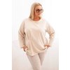 Dámská blůza Plus Size s bavlnou, kapsou a ohrnutým rukávem kiwi (Velikost UNI, Barva Smetanová)