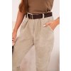 Dámské kalhoty s páskem z jemného kordu (Velikost UNI, Barva Béžová)
