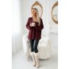 Numoco Teplý oversized svetr s hustou tkaninou a výstřihem do V - vínový 661-1 (Velikost UNI, Barva Bordó)