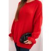 Dámský svetr s příměsí mohairu a vlny volného střihu (Velikost UNI, Barva Červená)