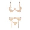 Beauty Night Rose set BN6725 - podprsenka + podvazkový pás +tanga (Velikost L/XL, Barva Béžová)
