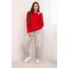 Dámský asymetrický batwing svetr viskózový červený (Velikost UNI, Barva Červená)