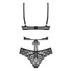 Obsessive Blomentis 2 pcs set podprsenka + tanga (Velikost XS/S, Barva Černá)