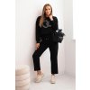 Dámský komplet z viskózy s ozdobným motivem a kalhotami DI (Velikost UNI, Barva Černá)