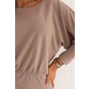Numoco LARA žebrované šaty s manžetami - mocha mousse 399-4 (Velikost S, Barva Béžová)