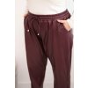 Dámské kalhoty Plus Size zateplené z ekokůže s vysokým pasem (Velikost UNI, Barva Bordó)