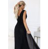 Elegantní černé dlouhé večerní šaty Numoco Basic 637-2 (Velikost UNI, Barva Černá)