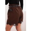 Dámské viskózové šortky ART8767 s krajkou a páskem (Velikost UNI, Barva Hnědá)