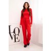 Dámský viskózový komplet s blůzkou a širokými kalhotami (Velikost UNI, Barva Červená)