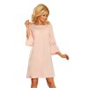 Numoco MARGARET šaty s krajkou na rukávech - pastelová růžová 190-1 (Velikost S, Barva Růžová)