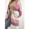 Dámský kardigan IT87 s barevnými pruhy (Velikost UNI, Barva Béžová)