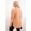 Dámská bavlněná blůza Plus Size s výstřihem do V a ohrnovacími rukávy Ingrit (Velikost UNI, Barva Béžová)