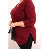 Dámská bavlněná blůza Plus Size s výstřihem do V a ohrnovacími rukávy Ingrit (Velikost UNI, Barva Béžová)