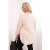 Dámská bavlněná blůza Plus Size s výstřihem do V a ohrnovacími rukávy Ingrit (Velikost UNI, Barva Béžová)