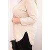 Dámská bavlněná blůza Plus Size s výstřihem do V a ohrnovacími rukávy Ingrit (Velikost UNI, Barva Béžová)