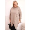 Dámská asymetrická blůza ART25233 Plus Size s ohrnovacími rukávy (Velikost UNI, Barva Bordó)