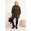 Dámská asymetrická blůza ART25233 Plus Size s ohrnovacími rukávy (Velikost UNI, Barva Bordó)