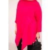 Dámská asymetrická blůza ART25233 Plus Size s ohrnovacími rukávy (Velikost UNI, Barva Bordó)