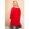 Dámská bavlněná blůza Plus Size asymetrická s náhrdelníkem červená Otilia (Velikost UNI, Barva Červená)