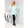 Dámská bavlněná blůza Plus Size s asymetrickým lemem a výřezy (Velikost UNI, Barva Modrá)