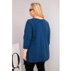 Dámská bavlněná blůza Plus Size s asymetrickým lemem a výřezy (Velikost UNI, Barva Modrá)