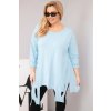 Dámská bavlněná blůza Plus Size s asymetrickým lemem a výřezy (Velikost UNI, Barva Modrá)