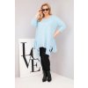 Dámská bavlněná blůza Plus Size s asymetrickým lemem a výřezy (Velikost UNI, Barva Modrá)