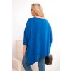 Dámská bavlněná blůza Plus Size s asymetrickým lemem a výstřihem do V (Velikost UNI, Barva Modrá - tmavě)