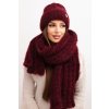 Dámská souprava čepice a šály s pruhy s ozdobou (Velikost UNI, Barva Tělová)