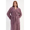 Dámský župan dlouhý s kapucí Vřes (Barva Fialová, Velikost M)
