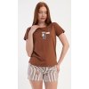 Dámské pyžamo šortky Bear (Barva Hnědá, Velikost S)