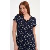 Dámská noční košile s krátkým rukávem Motýlci (Barva Modrá - tmavě, Velikost S)