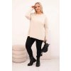 Dámská blůza Plus Size asymetrická s dlouhým rukávem béžová (Velikost UNI, Barva Béžová)