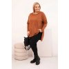 Dámská blůza Plus Size asymetrická s dlouhým rukávem béžová (Velikost UNI, Barva Béžová)