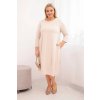 Dámské šaty ART21159 Plus Size s ohrnovacími rukávy a kapsami (Velikost UNI, Barva Béžová)