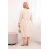Dámské šaty ART21159 Plus Size s ohrnovacími rukávy a kapsami (Velikost UNI, Barva Béžová)