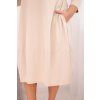 Dámské šaty ART21159 Plus Size s ohrnovacími rukávy a kapsami (Velikost UNI, Barva Béžová)