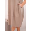 Dámské šaty ART21159 Plus Size s ohrnovacími rukávy a kapsami (Velikost UNI, Barva Béžová)