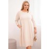 Dámské šaty ART21159 Plus Size s ohrnovacími rukávy a kapsami (Velikost UNI, Barva Béžová)