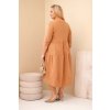 Dámská bavlněná sukýnka Plus Size s volánky a ohrnutým rukávem camelová (Velikost UNI, Barva Béžová)