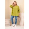 Dámská blůza Plus Size s kapsou a ohrnovacími rukávy z bavlny světle zelená (Velikost UNI, Barva Zelená - světle)
