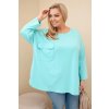 Dámská blůza Plus Size s kapsou a ohrnovacími rukávy z bavlny světle zelená (Velikost UNI, Barva Zelená - světle)